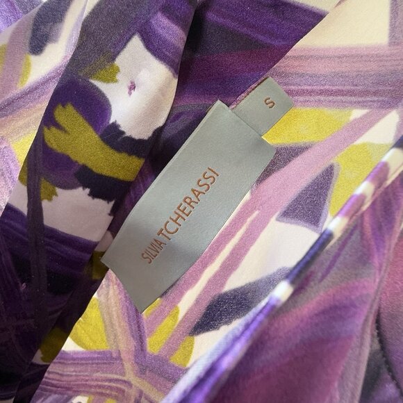 Silvia Tcherassi Borsani Blouse Purple Kaleidoscope Silk Top Shirt Size Small - Picture 8 of 9